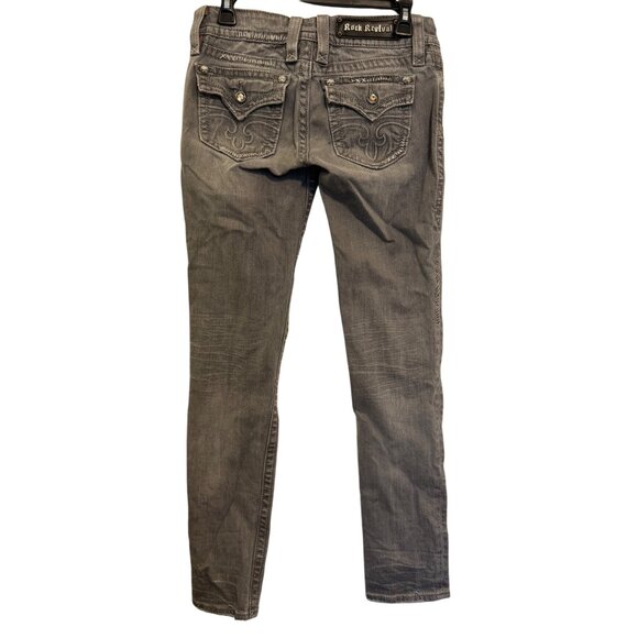 Rock Revival Denim - Rock Revival Celine Skinny Women’s Size 27 Gray Embellished Denim Jeans Made In